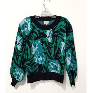 dee elly - Women's Vibrant, Floral, Cropped Crewneck Sweater (XS)